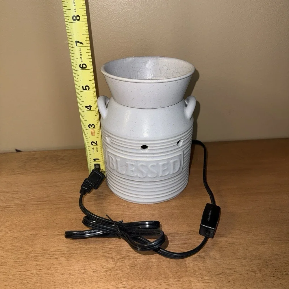 Farmhouse Milk Jug Blessed Ceramic Electric Wax Warmer White Speckled